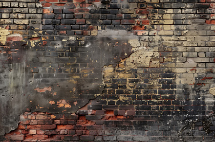 Seamless weathered brick wall with peeling paint and exposed bricks. The surfac, a Texture Graphic by Textures & Backgrounds
