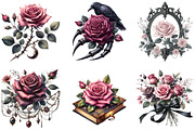 Watercolor Pink Gothic Roses, an Illustration by DreamArtGraphic (Thumbnail 4 of 4)