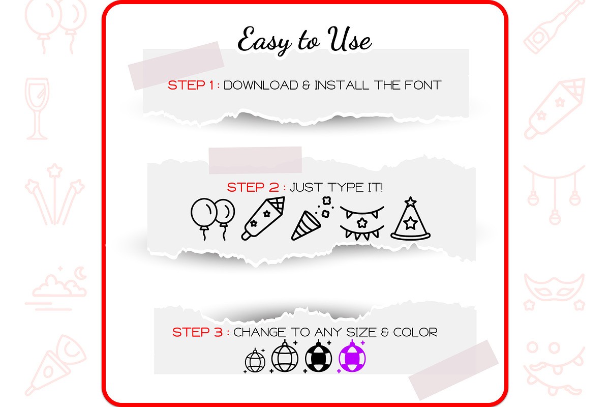 New Year Icons - Dingbat Font, a Symbol Font by WADLEN (Photo 4 of 7)