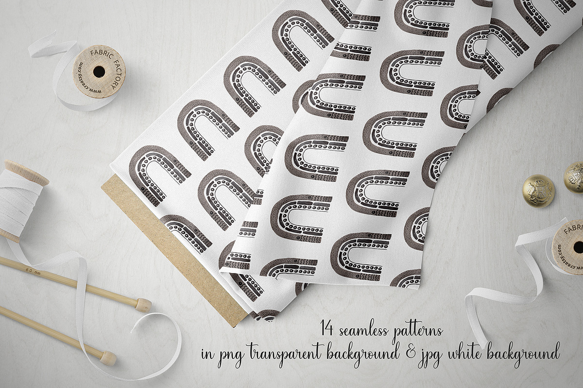 Watercolor Black Rainbows Patterns, a Pattern Graphic by MayaNavits (Photo 2 of 11)