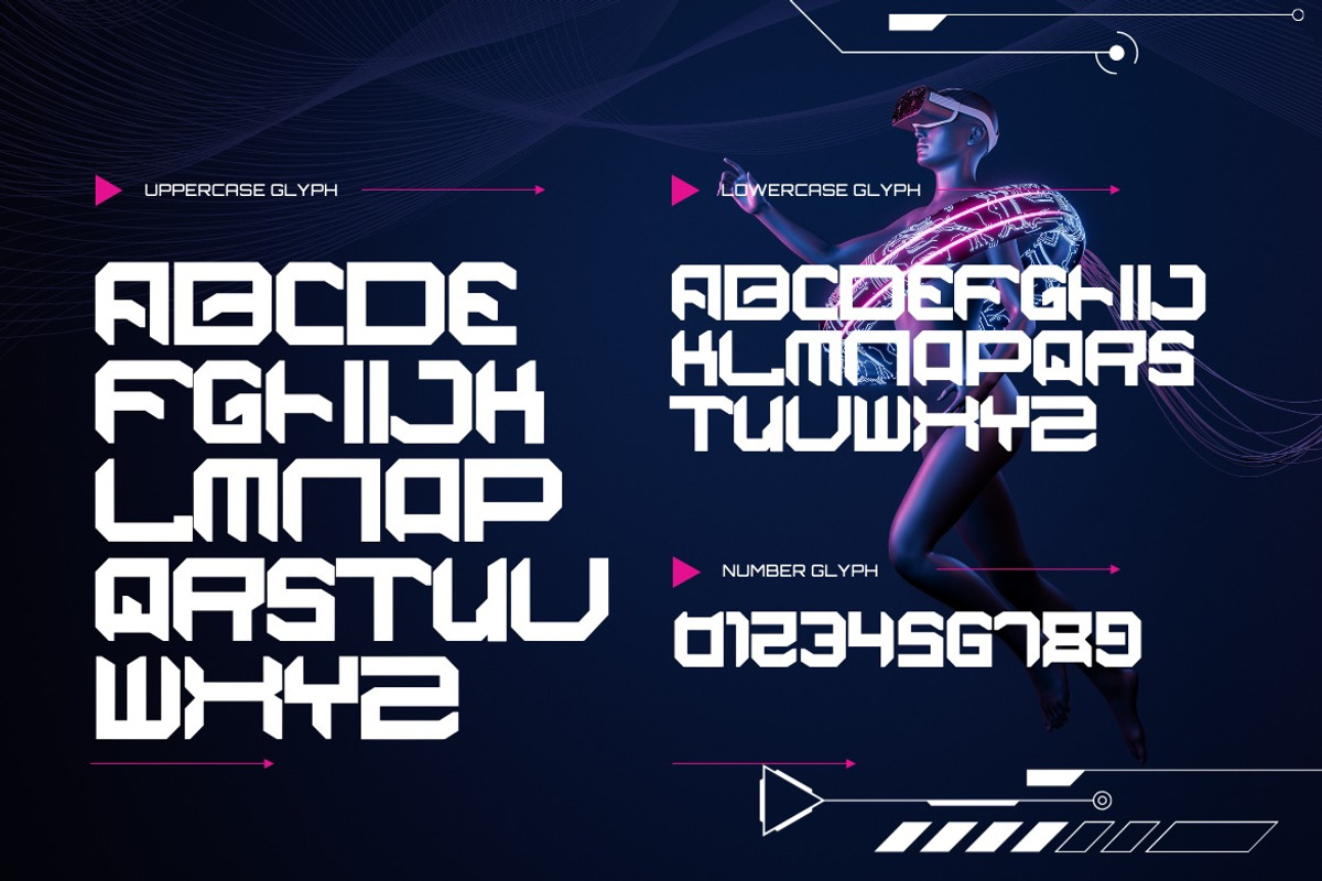 Vandroit - Techno Display Font, a Sans Serif Font by Dhabee (Photo 3 of 5)