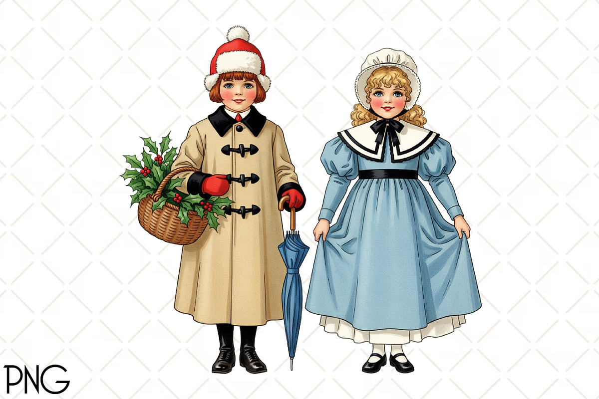 Vintage Christmas Child Png, an Illustration by Black Bird Studio (Photo 1 of 4)