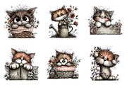 Whimsical Floral Spring Cats Png, an Illustration by SinaCreation (Thumbnail 2 of 7)