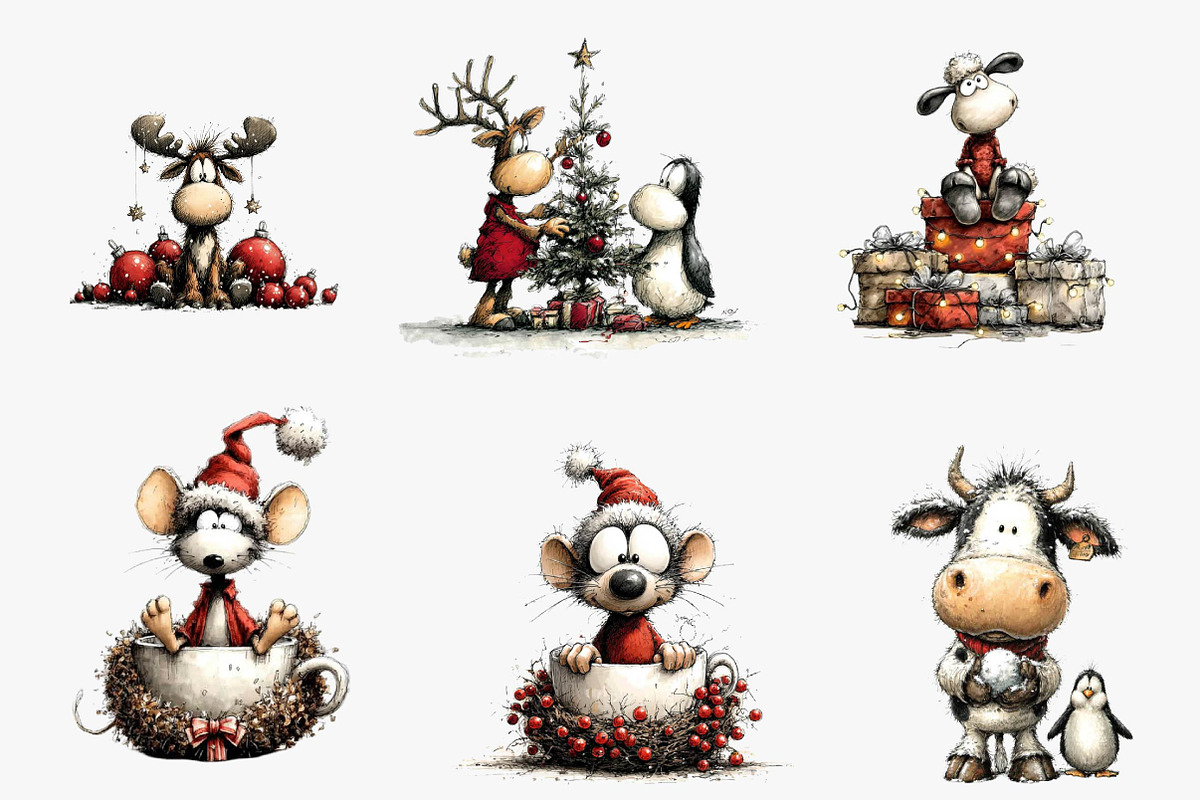 Christmas Animals clipart, an Illustration by CreationArt (Photo 6 of 6)