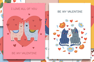 Happy Valentine's Day postcard set