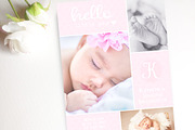 Baby Pink birth announcement card, a Card Template by ThePaperOwl (Thumbnail 1 of 2)