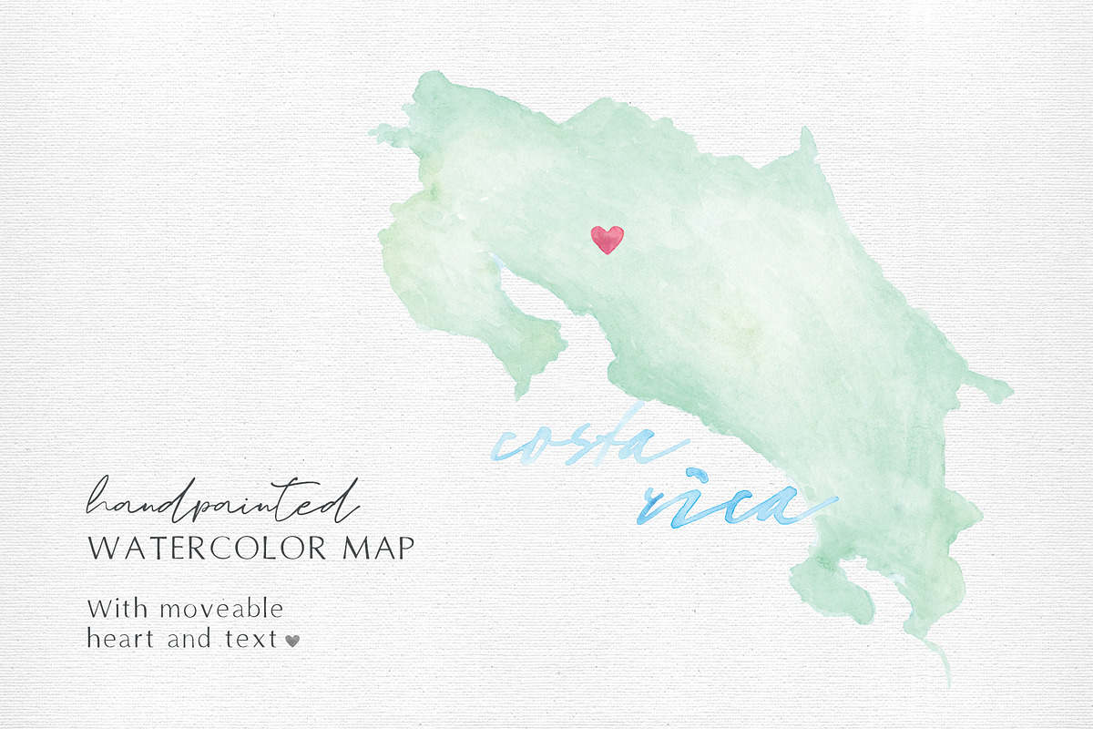Watercolor Map of Costa Rica, an Illustration by Beloved Paper (Photo 1 of 6)