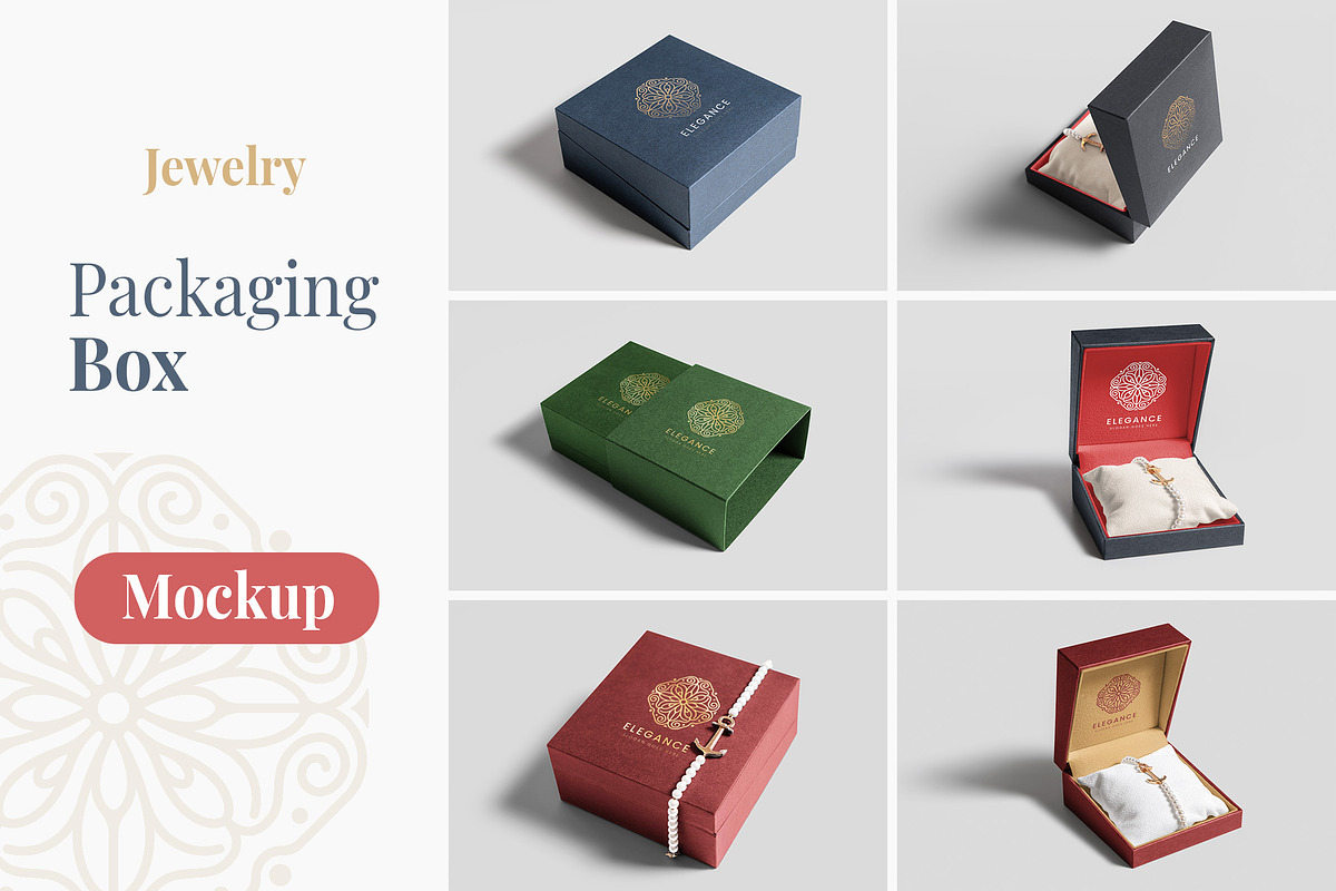 Jewelry Packaging Box Mockups, a Packaging Mockup by h3design (Photo 1 of 11)