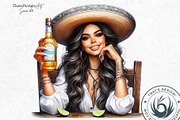 Mexican girls Clipart Set, a Person Illustration by ThatsDesignArt (Thumbnail 9 of 10)