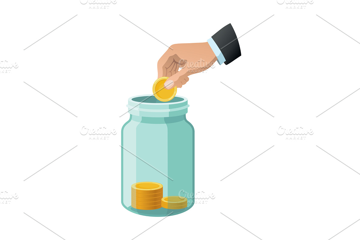 Investing bottle money, icon, a Finance Illustration by Things for designers