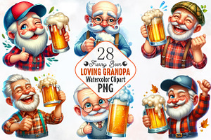 Funny Beer Loving Grandpa Clipart, an Illustration by RobertsArt