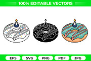 Birthday Donut Vector Trio Pack, an Object Graphic by Artonix (Thumbnail 1 of 3)