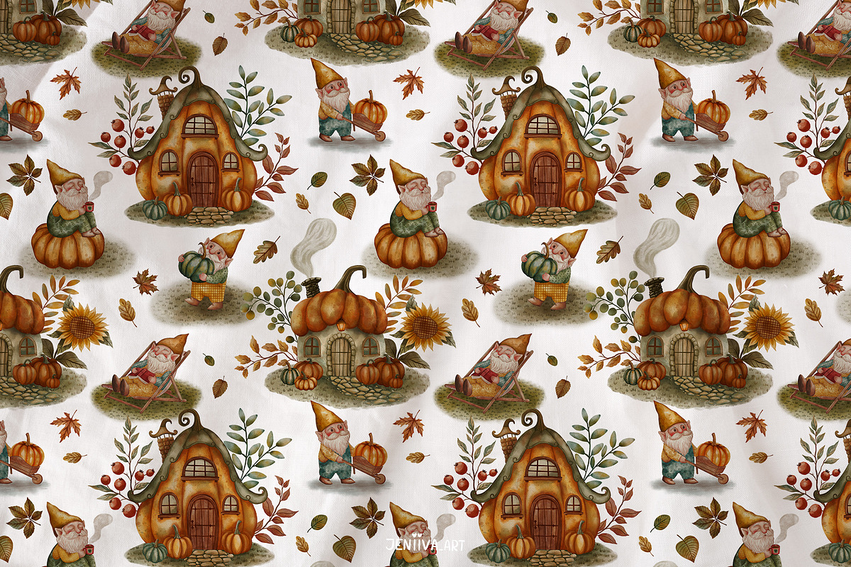 Cozy Autumn Gnomes & Pumpkin Clipart, a Decorative Illustration by Jenny Quince (Photo 10 of 11)