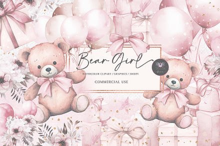 Teddy Bear Watercolor clipart, an Animal Illustration by BigCakeBee