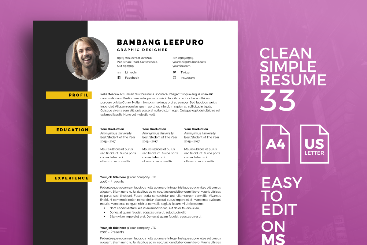 Resume Template 33, a Resume Template by graphicalcium (Photo 1 of 3)