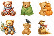 Watercolor Autumn Teddy Bear Clipart, an Illustration by DreamPrint404 (Thumbnail 5 of 6)