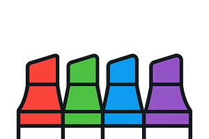 Marker icons in red, green, blue, an, an Illustration by Dvoevnore photos