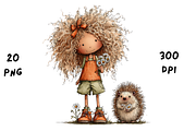 Whimsical Floral Girl & Hedgehog, an Animal Illustration by GiraffeCreative (Thumbnail 5 of 20)