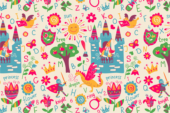 Seamless Pattern Fabulous Alphabet