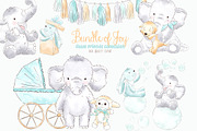 Elephant Babyboy Watercolor Clipart, an Animal Illustration by Magic Story Studio (Thumbnail 1 of 4)