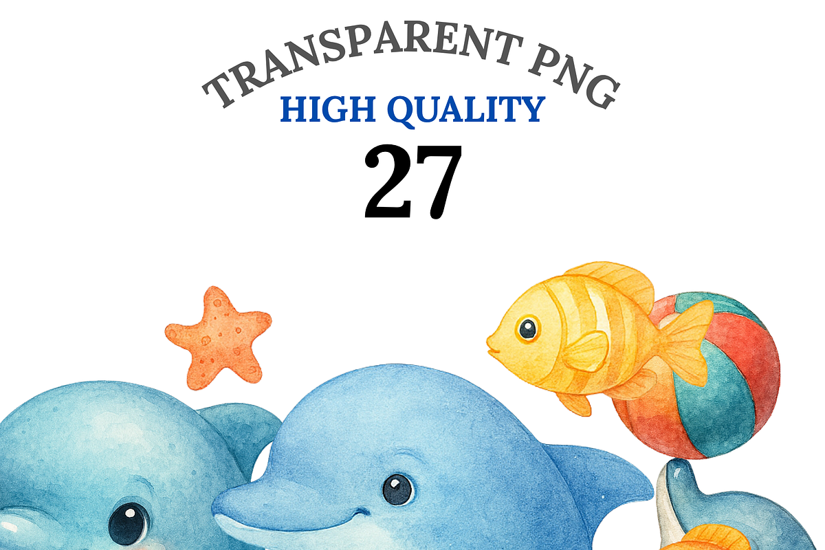 27 Dolphin Clipart, an Animal Illustration by Pati Charm Studio (Photo 1 of 8)