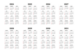 Calendar 2024, 2025 and 2031, an Object Graphic by Volyk