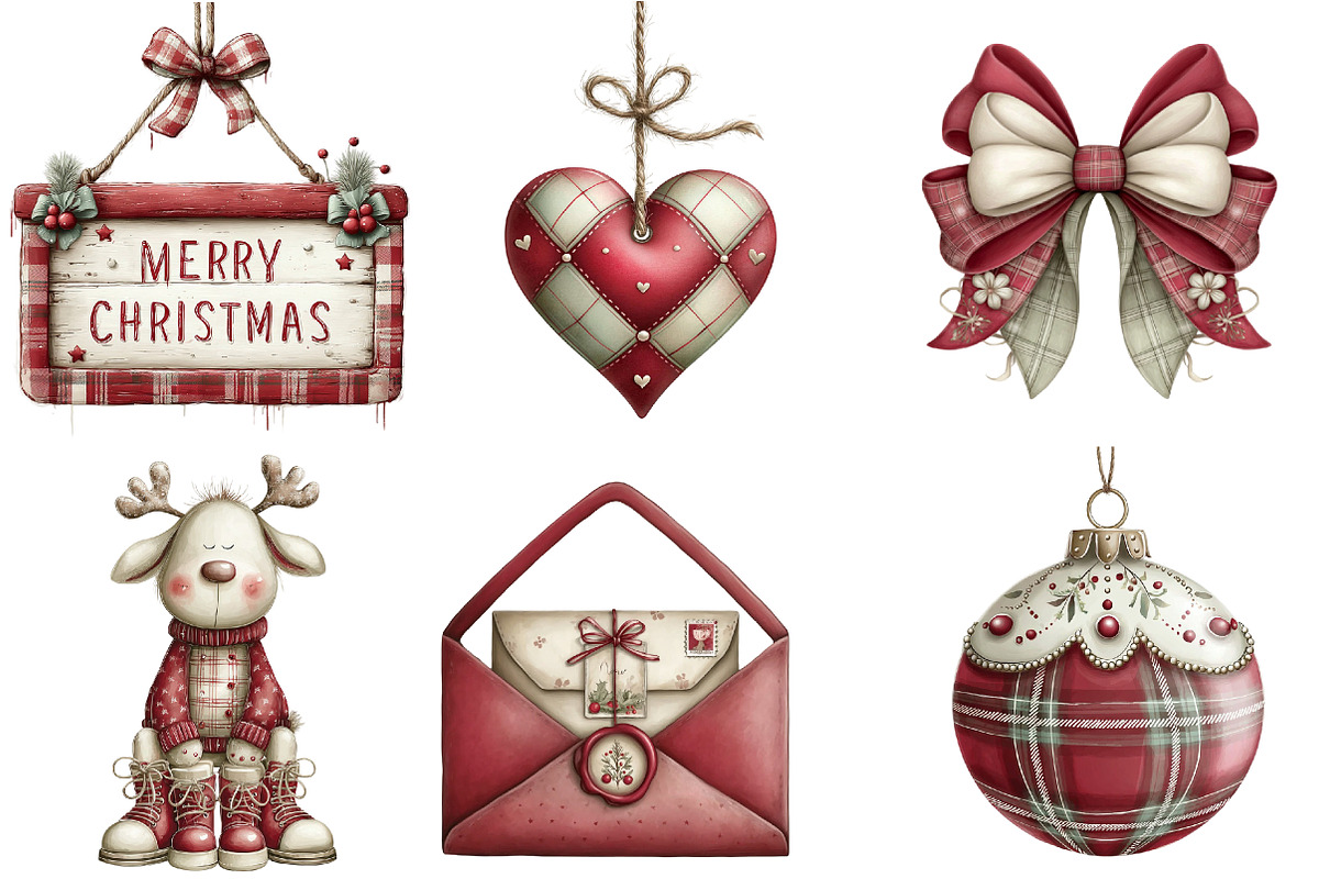 Christmas Plaid Clipart, an Illustration by DreamArtGraphic (Photo 3 of 4)