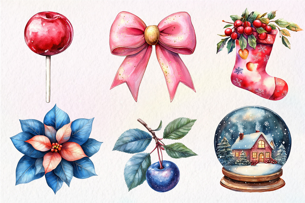 Midnight Cherry Christmas Clipart, an Illustration by Dream Creation (Photo 5 of 7)