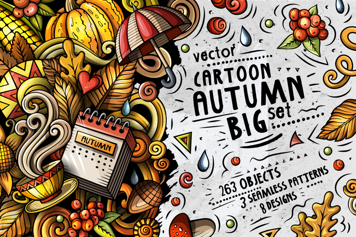 Autumn Cartoon Doodle Big Pack, a Decorative Illustration by BALABOLKA (Photo 1 of 10)