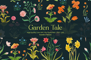 Garden Tale Prints & Patterns, a Pattern Graphic by GND ART STUDIO