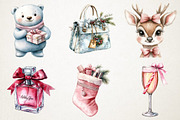 Girly Christmas Watercolor Clipart, an Illustration by RobertsArt (Thumbnail 5 of 7)
