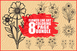 8 Pages Flower Coloring Bundle, an Illustration by Amazin_art