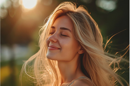 Young woman eyes closed enjoying, a Person Photo by Lermont51