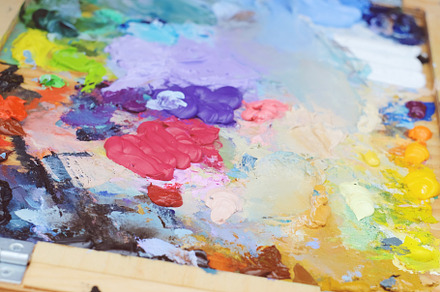 Oil paints on the palette stock photo containing oil paint and paints
