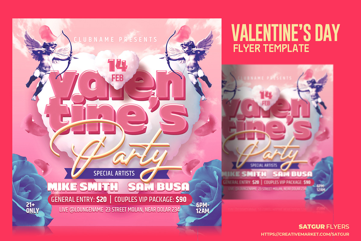 Valentines Day Party Flyer Template, a Flyer Template by Satgur Graphic Design (Photo 2 of 6)