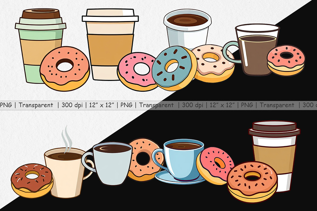 Coffee Donut Clipart, a Graphic by Artnoy (Photo 2 of 5)