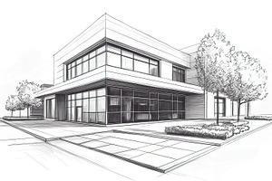 Business office building drawing by pencil, a Photo by AlyaAnd