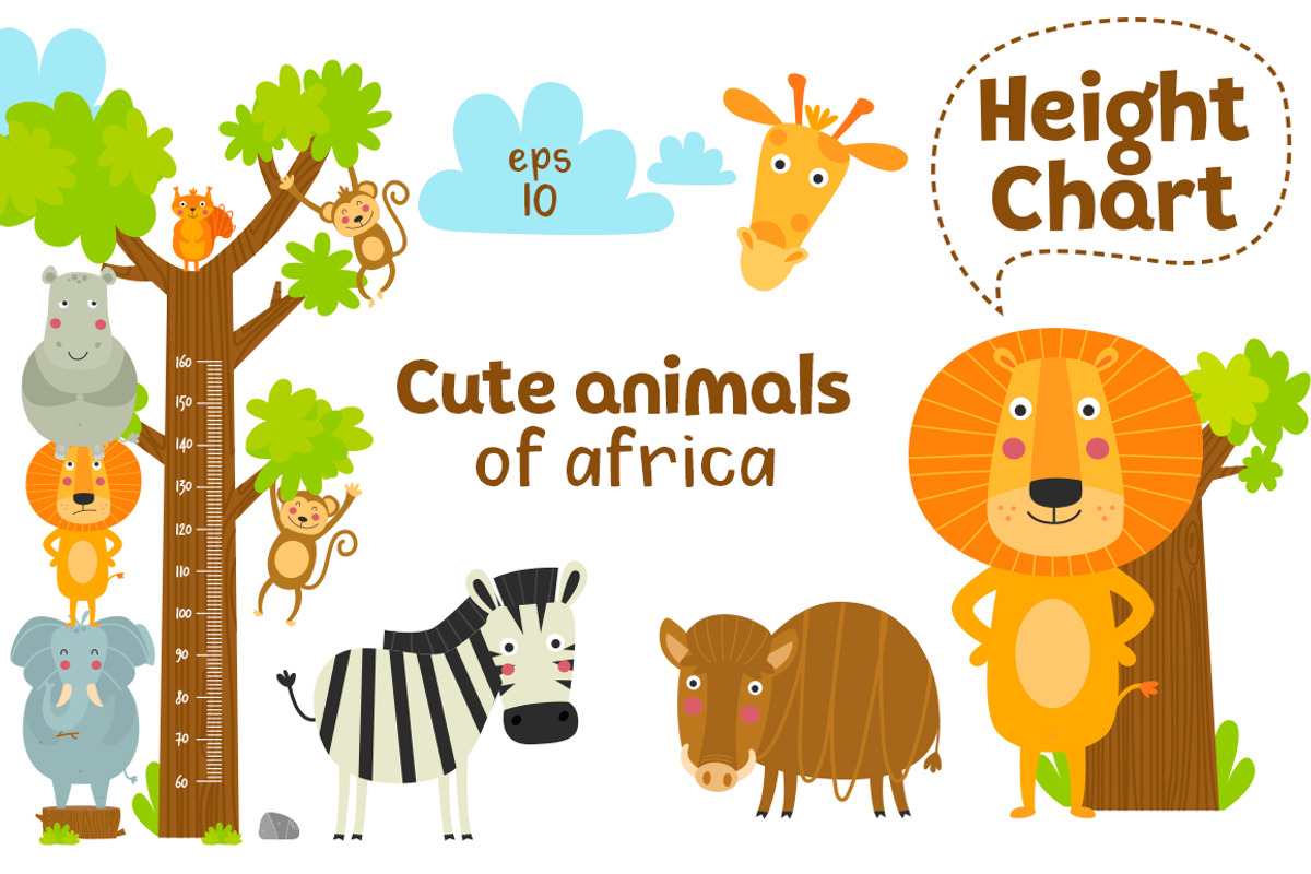 Cute animals of Africa. Vector set, an Animal Illustration by Sumacj (Photo 1 of 8)