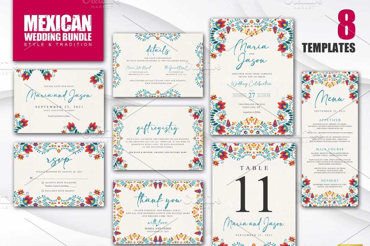Mexican Wedding Bundle | CANVA, a Stationery Template by Creative Market (Photo 1 of 8)