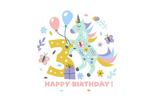 Happy Birthday Cute Illustration