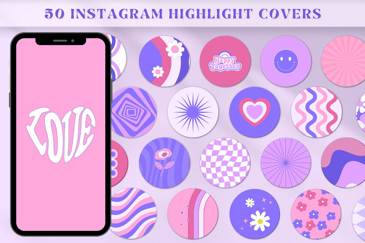 Groovy Instagram Highlight Covers, a Social Media Template by Boltik Studio (Photo 1 of 7)