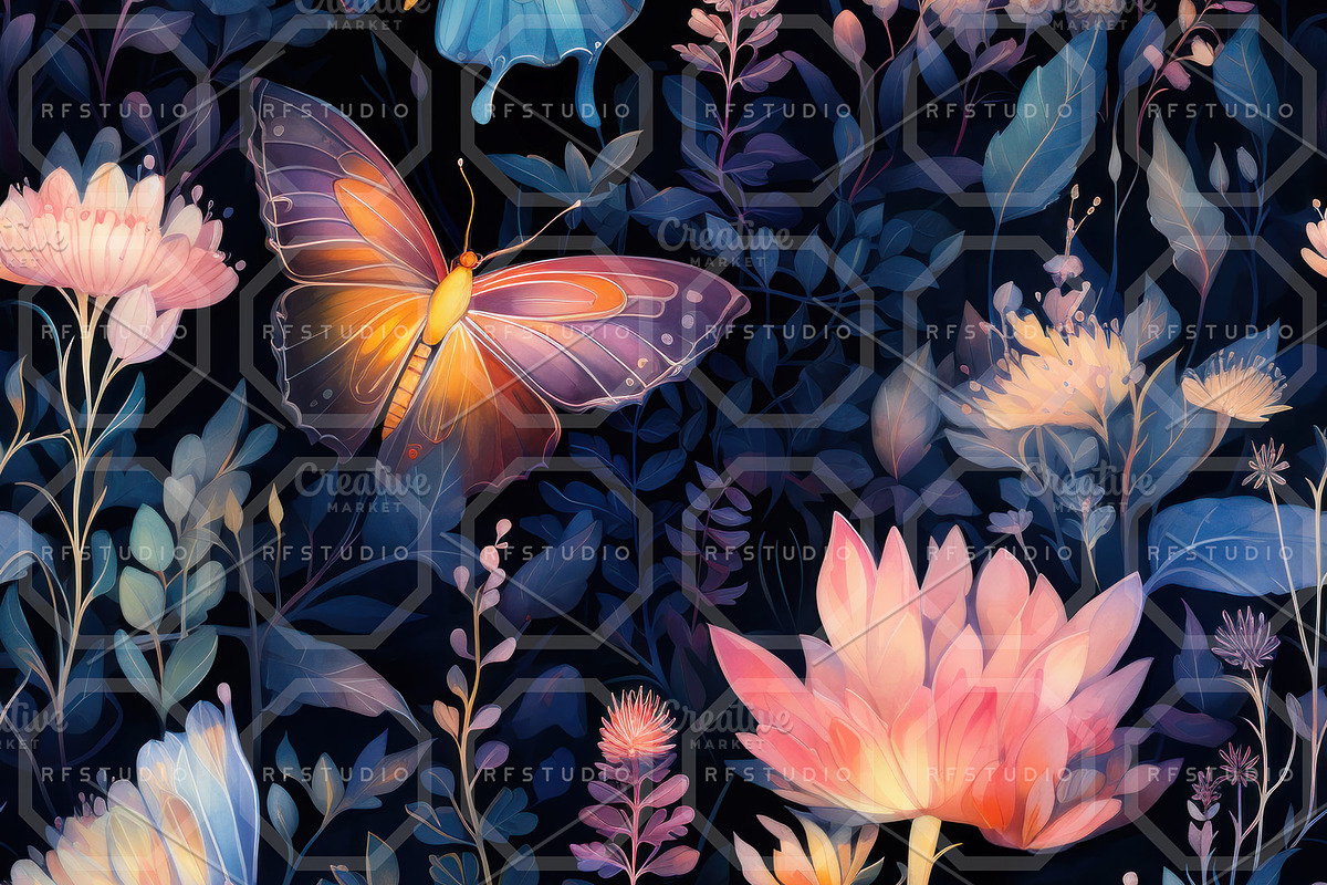 FAERIELIGHT FLORA. Seamless Pack, a Texture Illustration by RefinedFantasyStudio (Photo 4 of 9)
