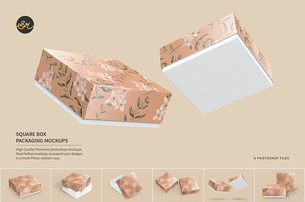 Square Box Packaging Mockups