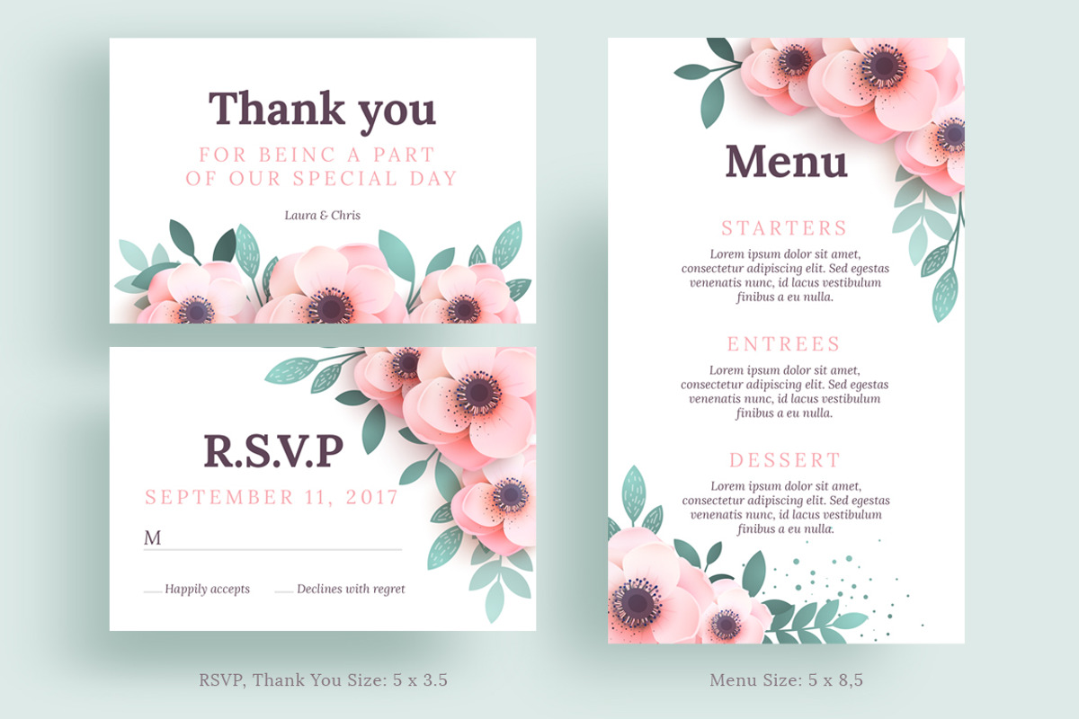 Anemones Wedding Invitation set, an Invitation Template by Fay_Francevna (Photo 4 of 5)