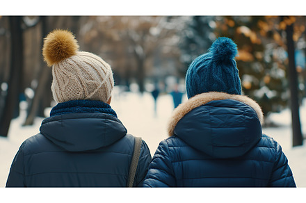 Two people enjoying winter walk in, a Nature Photo by Lermont51