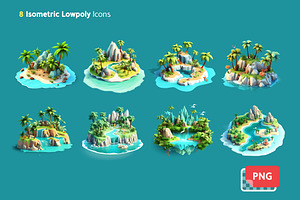 Tropical Island Isometric Low Poly