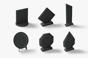 6 Glass Award Trophy Shapes 3D Model