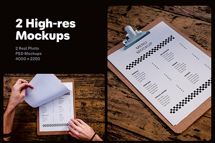 2 Realistic Clipboard Menu Mockups