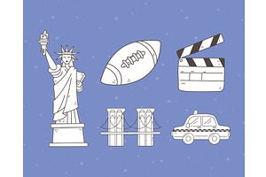 set of outline objects, an Illustration by studiogstock