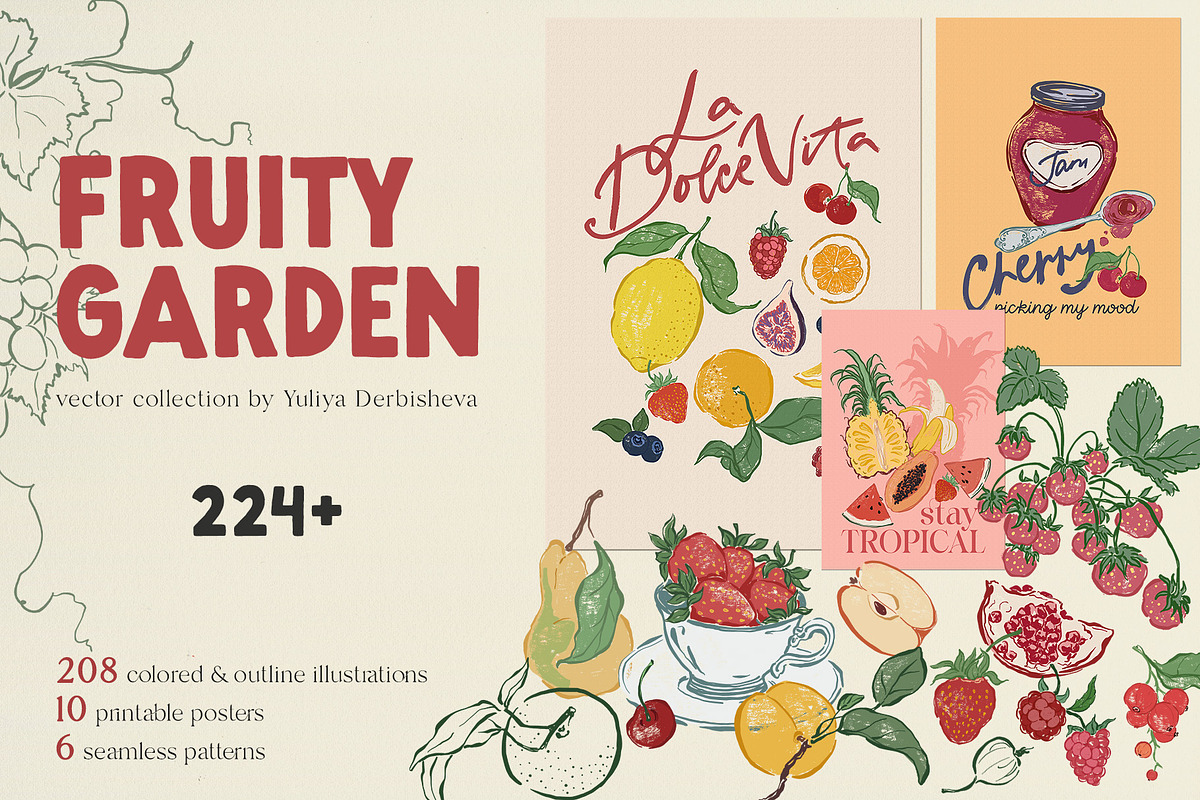 Fruit illustration vector poster, an Object Graphic by Yuliya Derbisheva (Photo 1 of 10)